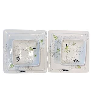 6 Piece Set Laurie Gates Anna 2 Salad Plates, 2 Dinner Plates 2 Soup Bowls